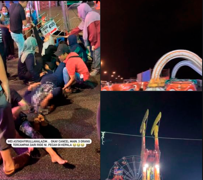Tiga termasuk kanak-kanak cedera terjatuh dari ‘Sotong Ride’