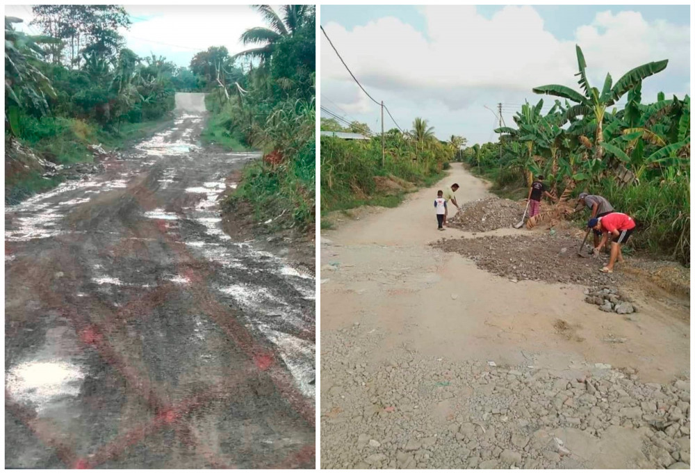 Villagers fed up with waiting, fixed potholes themselves