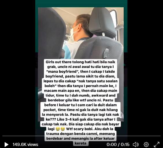 Woman records sexual harassment by e-hailing driver Woman records sexual harassment by e-hailing driver