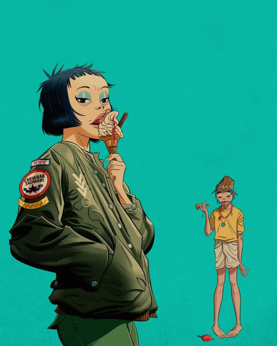The Mountain album review: New peak for Gorillaz Band members bassist Noodle (left) and vocalist 2-D, characters originally designed by Hewlett.