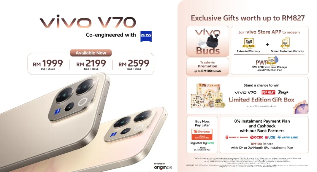 vivo V70 First Sale: Gifts, 0% plans & trade-in deals