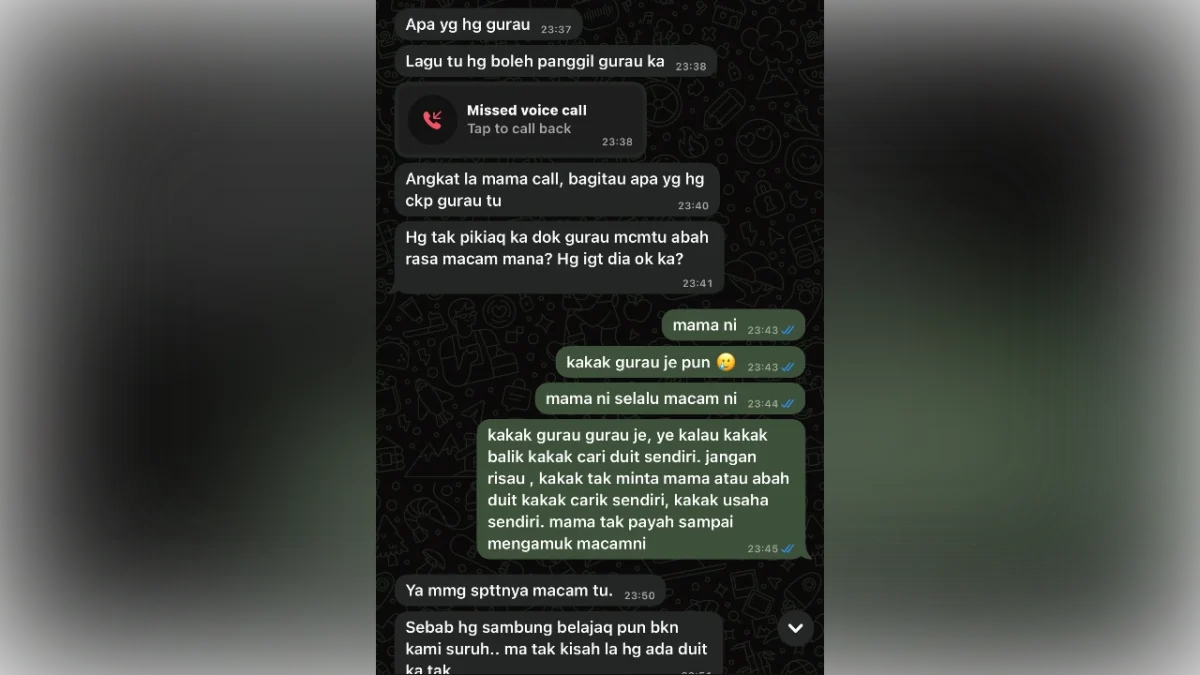 Student's viral WhatsApp row with mum moves Malaysians
