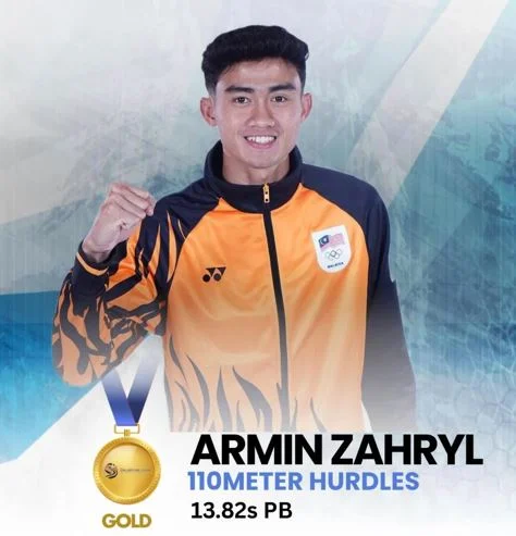 Armin Muhammad Armin clinches hurdles gold with new personal best