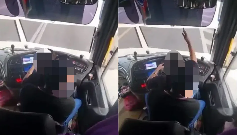 Police hunt bus driver and woman over viral dangerous driving video (1) Police hunt bus driver and woman over viral dangerous driving video
