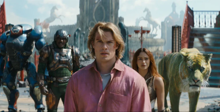 Galitzine plays Prince Adam (centre), who must embrace his destiny as He-Man.