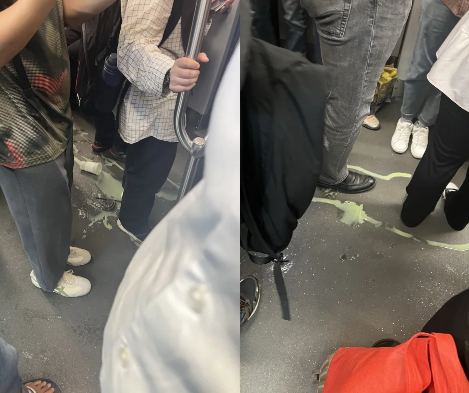 'Have common sense lah!': Netizen slams commuter after drink spills on passengers, leaves mess behind 'Have common sense lah!': Netizen slams commuter after drink spills on passengers, leaves mess behind