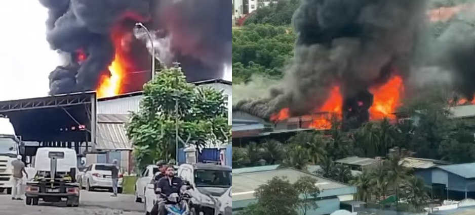 Pallet factory fire destroys building in Kempas