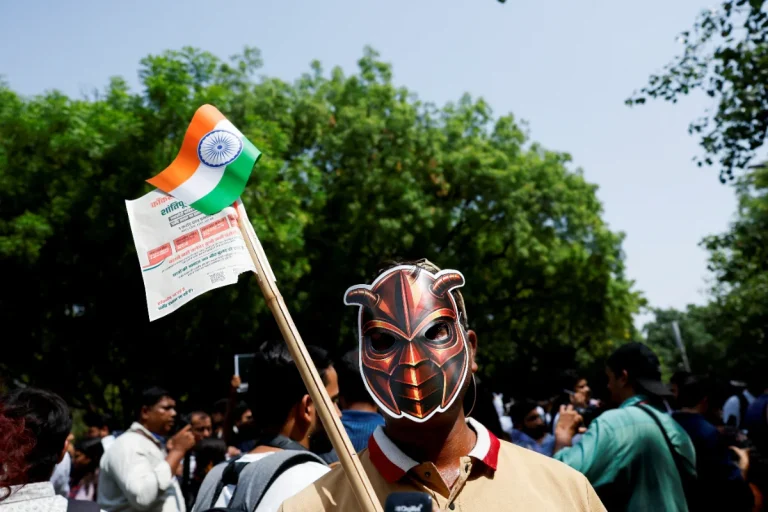 Hundreds join protest led by India's viral 'Cockroach Party'