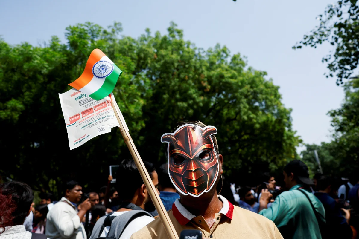 Hundreds join protest led by India's viral 'Cockroach Party'