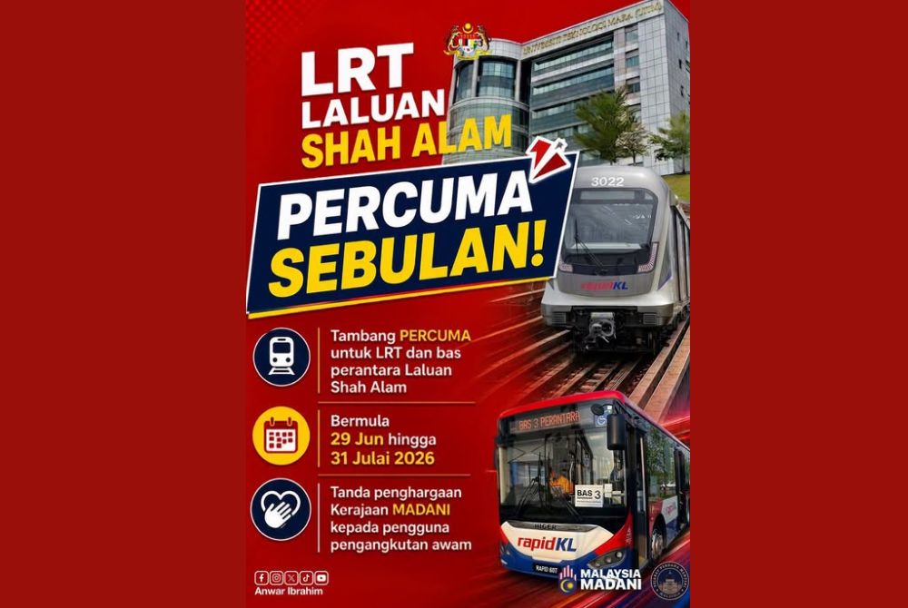 LRT3 Shah Alam: One month free rides starting today