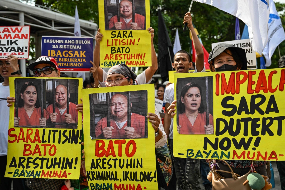 Thousands from Philippine sect protest senator’s graft case