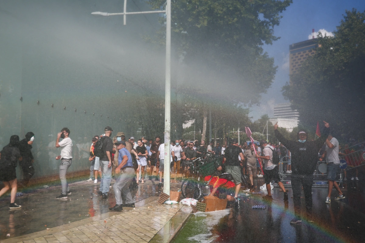 Albania police fire teargas at protest over Trump-linked resort Albania police fire teargas at protest over Trump-linked resort