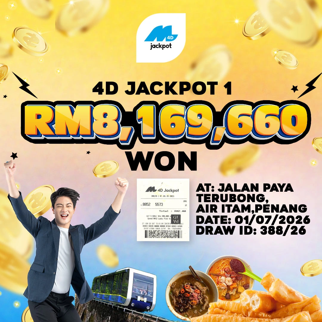 Penang man strikes RM817 million Magnum 4D Jackpot 1 Penang man strikes RM8.17 million Magnum 4D Jackpot 1