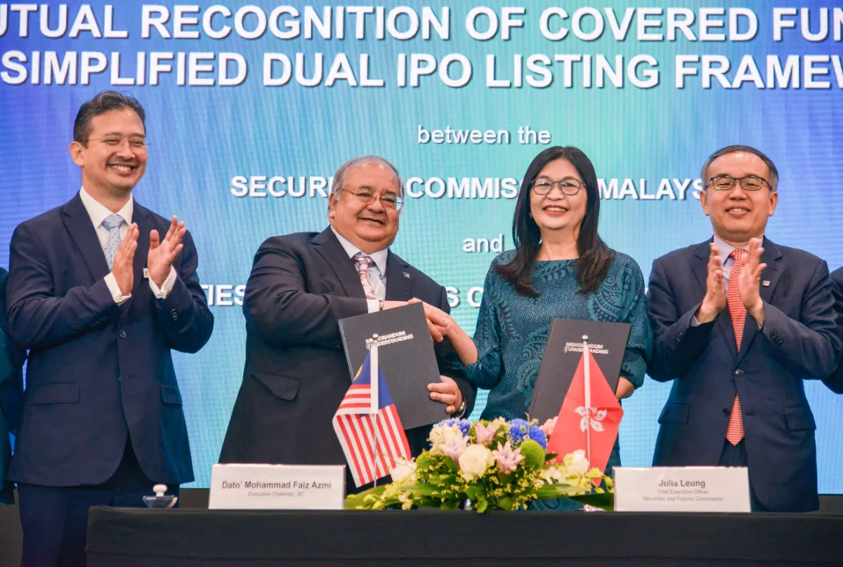 mohd-faiz-julia-leung--shake Capital market partnership with Hong Kong an economic catalyst: Johan