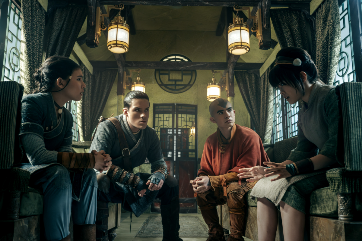 (From left) Katara, Sokka, Aang and Toph carry the season’s strongest moments when the show lets them work as a group.