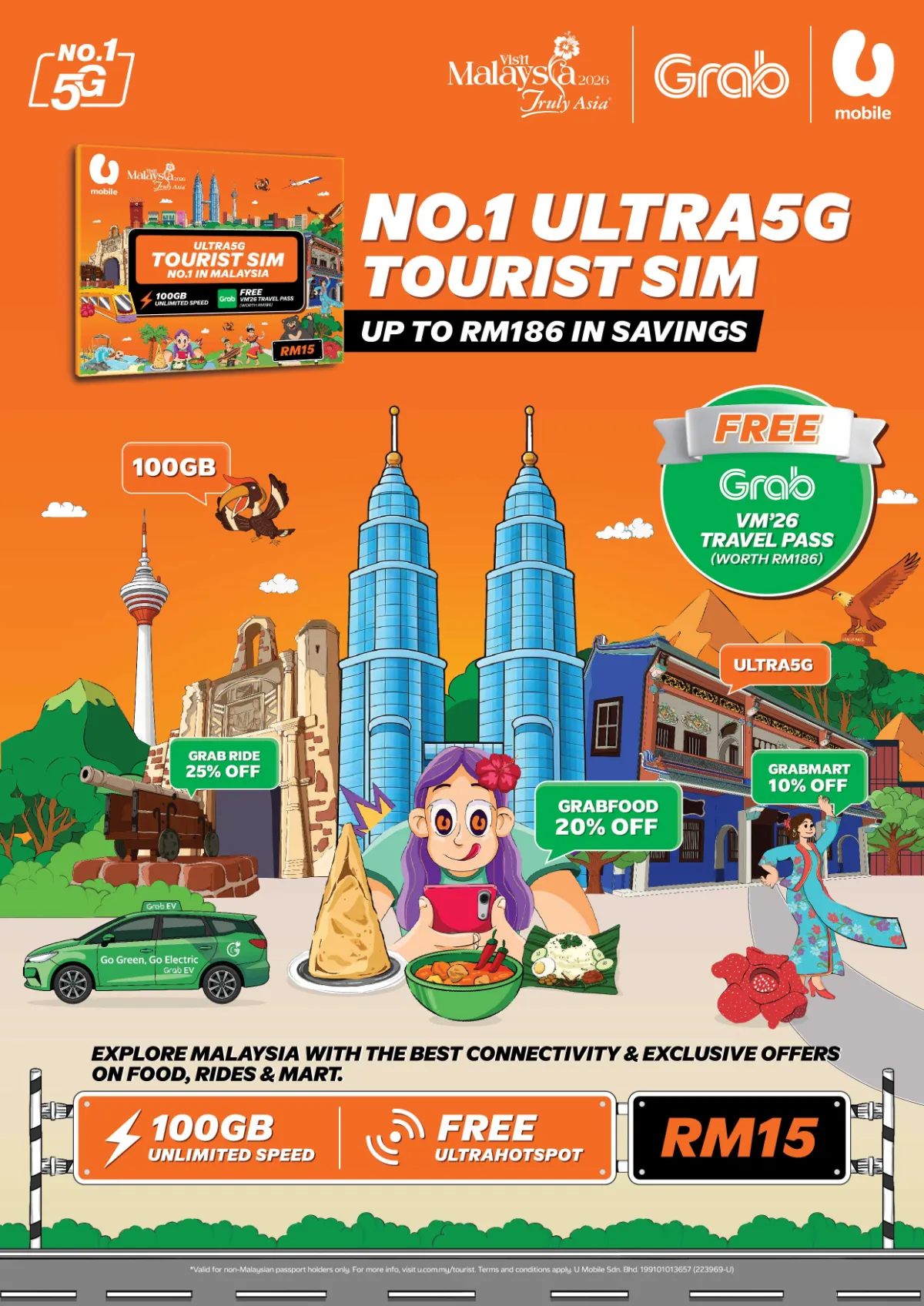 u-mobile-ultra-tourist-plan-en U Mobile rolls out ULTRA Tourist Plan with complimentary Grab Visit Malaysia 2026 travel pass